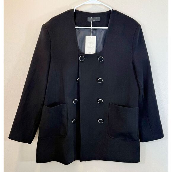 NWT Storets Re:born Sia Double Button Black Blazer Mini Dress Women’s S/M - Picture 3 of 14